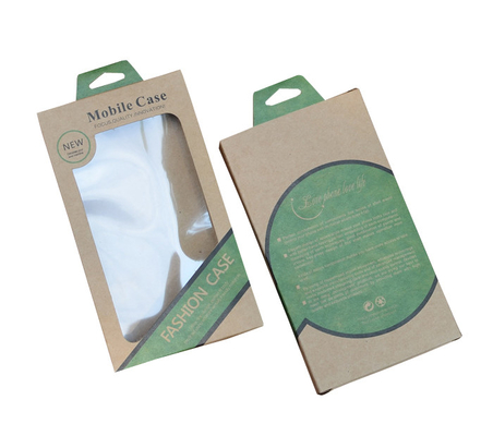 comprar Caja de papel amistosa impresa de Eco Brown Kraft con el agujero de la suspensión para el caso móvil online manufacture