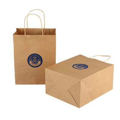 comprar Bulto de papel de encargo de los bolsos de ultramarinos de Brown Kraft con Logo Printing Twist Handles online manufacture