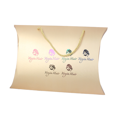 comprar Cajas de almohada doradas de lujo personalizadas con asa para pelucas – Embalaje de regalo premium para extensiones de cabello online manufacture