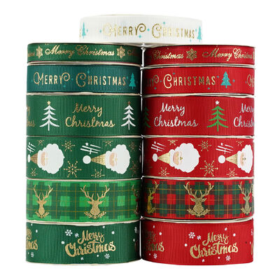 Comprar Cinta de grosgrain navideña impresa personalizada | Cinta para envolver regalos navideños Fabricación en línea