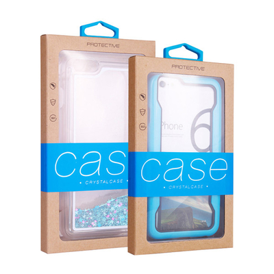 comprar Cajas de ventana de papel de Brown Kraft que empaquetan con el agujero de la suspensión para la caja del teléfono online manufacture