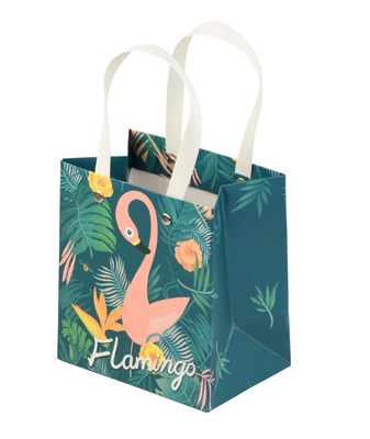 comprar De papel coloreada impresa bolsa la manija de papel plana de empaquetado del remache del monedero online manufacture