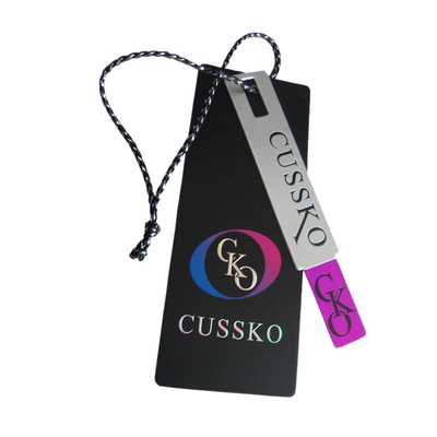 comprar Ropa de lujo impresa de encargo Hang Tags Embossed Silver Foil de papel que sella el logotipo online manufacture