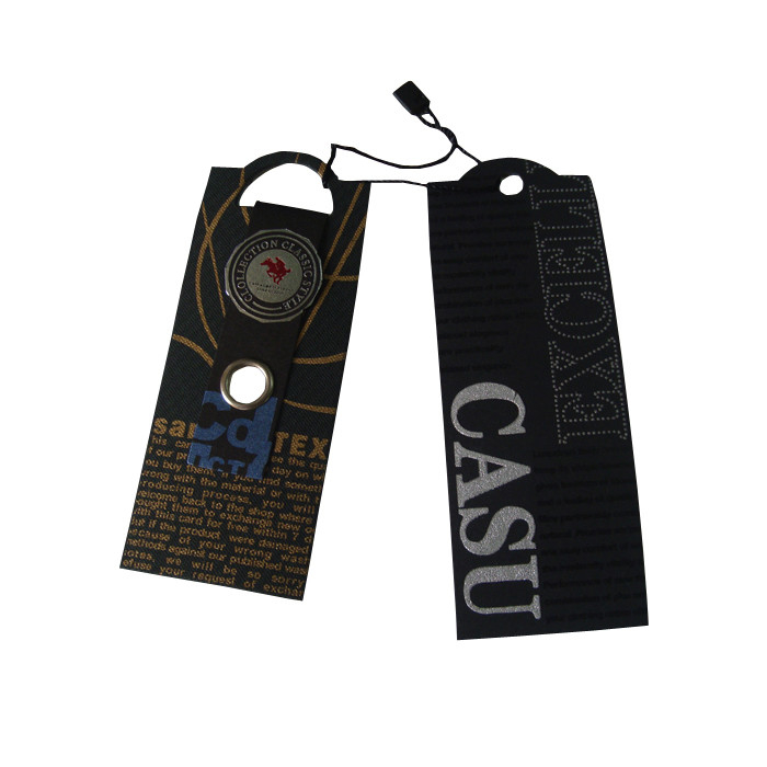 Perforated Custom Garment Tags Eco Friendly Cardstock Hanging For Jeans Pants