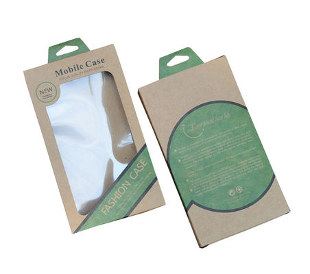 Caja de papel amistosa impresa de Eco Brown Kraft con el agujero de la suspensión para el caso móvil
