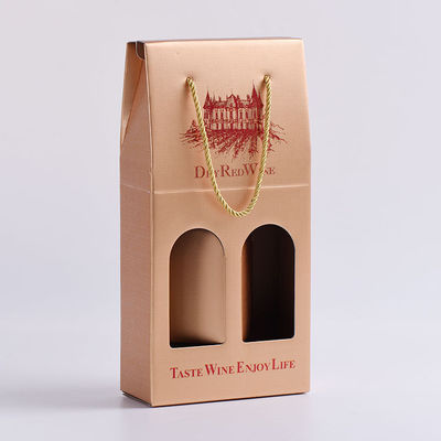 Impreso acanalado empapele las cajas de empaquetado del portador para dos botellas de vino tinto