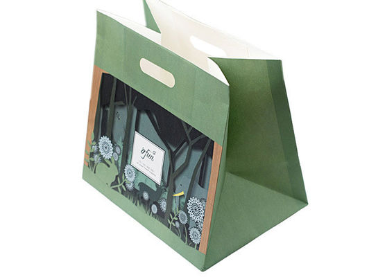 Bolsos de papel coloreados impresos de encargo del almuerzo con la fábrica de las manijas que corta con tintas