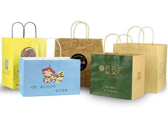 Bolsas de papel impresas de encargo al por mayor Pacakging de Kraft para la entrega Fctory de la comida
