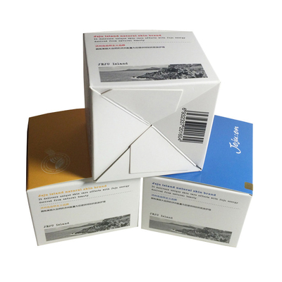 Un buen precio. Caja de papel cuadrada blanca impresa con cajas de crema personalizadas con fondo de bloqueo automático en línea